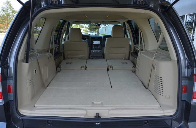 Putting all seats down in the Navigator opens up the cargo volume to just over 103 cubic feet. Opt for the longer wheelbase Navigator L and you will have an expansive 128.2 cubic feet to work with having all seats down.