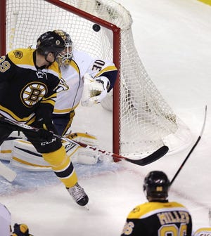 Kevan Miller's shot beat Nashville's Carter Hutton in the first period on Monday night.