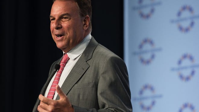 Jeff Greene, Palm Beach resident and founder of the Greene Institute, which focuses on inequality, education and health, speaks at the Closing the Gap conference Monday. (Andres David Lopez / Daily News)