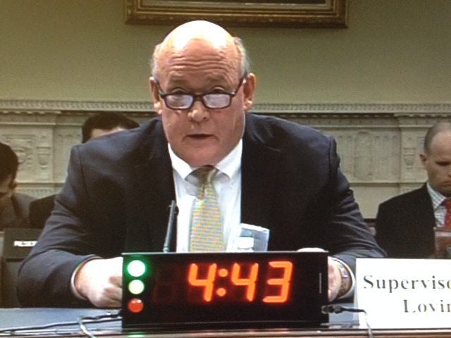 San Bernardino County 1st District Supervisor Robert Lovingood testifies Wednesday in front of a Congressional subcommittee in Washington, D.C. on behalf of Rep. Paul Cook's desert protections bill. Photo courtesy of Lovingood's office