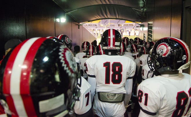 Aliquippa players wait to enter the field before the start of the Class AA WPIAL Championship on Saturday at Heinz Field in Pittsburgh.