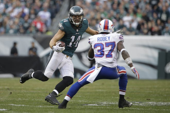 The Eagles' Riley Cooper (14) was cut by the team on Monday after six seasons with them.