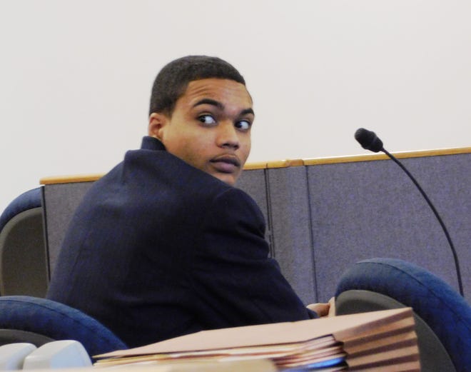 Isaiah Thompson, facing charges of accomplice to armed robbery, in court Tuesday. Photo by Erik Hawkins/Seacoastonline