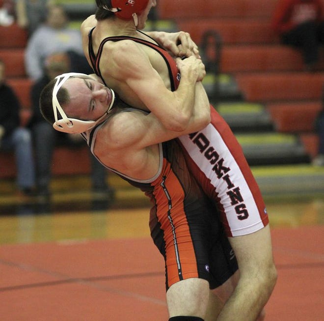 Noah Gleason of Sturgis lifts and takes his opponent to the mat on Wednesday.