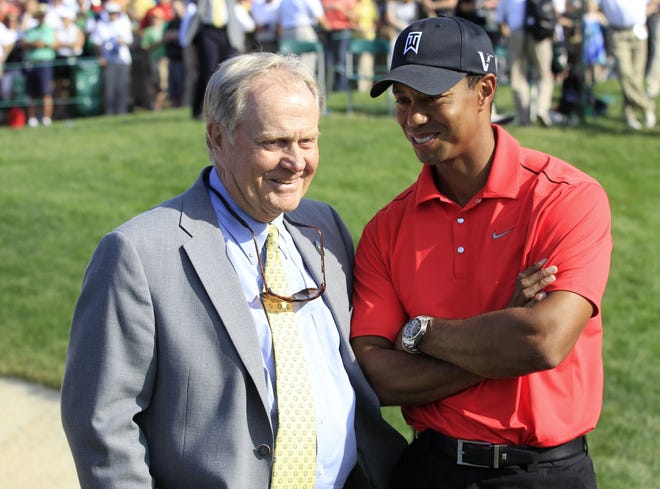 No. 1 and No. 2 on golf's list of all-time major championship winners: Nicklaus with 18, Tiger still wtih 14.