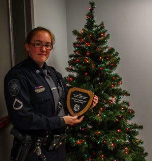 Senior Patrolman Annie Cole received Officer of The Year Award in Lee Saturday. Photo by AJ St.Hilaire/Fosters.com