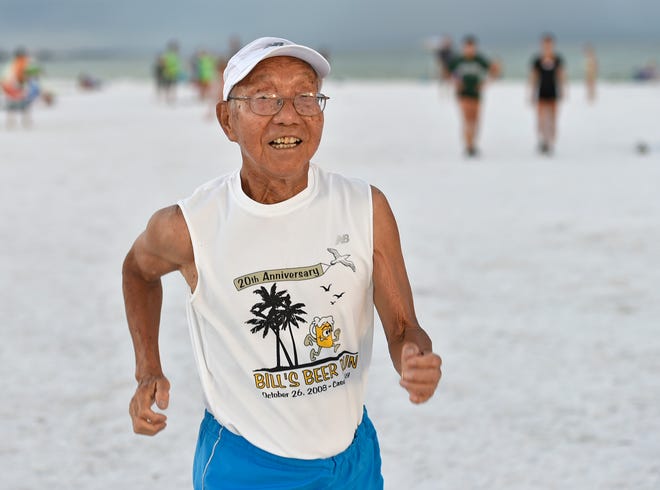 The last finisher at the first race is 90-year-old Joe Shih. He's been running in Sarasota since the 1970s.