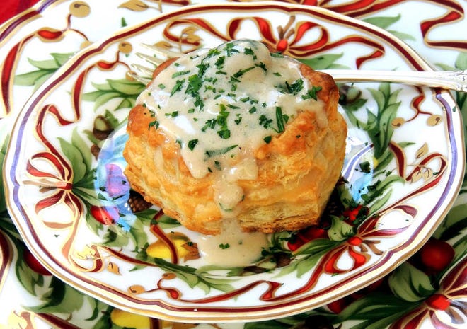 Old-fashioned creamed oysters become an elegant first course spooned into crisp, delicate puff pastry vol-au-vent. Photo by Damon Lee Fowler / The Savannah Morning News