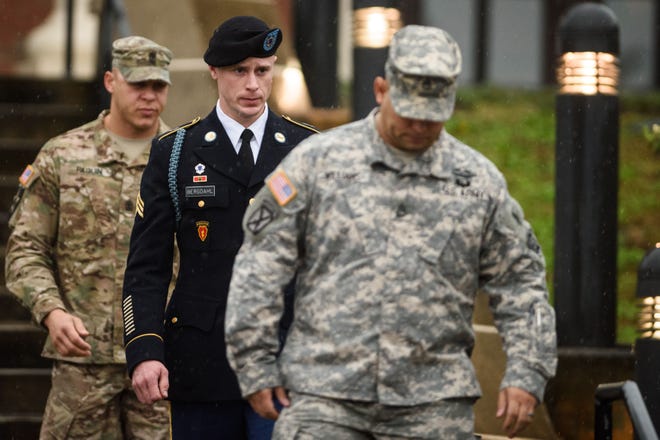 Sgt. Robert Bergdahl leaves the courthouse Tuesday, Dec. 22, 2015, after his arraignment hearing on Fort Bragg, N.C.