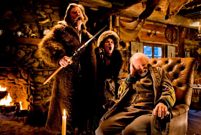 (L-R) KURT RUSSELL, JENNIFER JASON LEIGH, and BRUCE DERN star in THE HATEFUL EIGHT

Photo: Andrew Cooper, SMPSP / ¬© 2015 The Weinstein Company. All Rights Reserved.