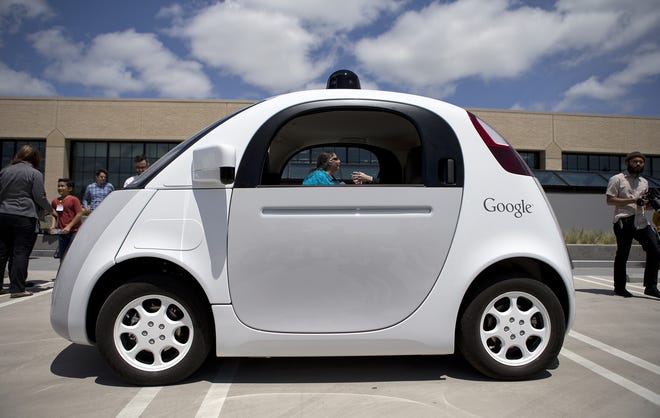 The two-seater prototype of Google's self-driving car is ready for demonstration last May 13 in Mountain View, Calif. TNS
