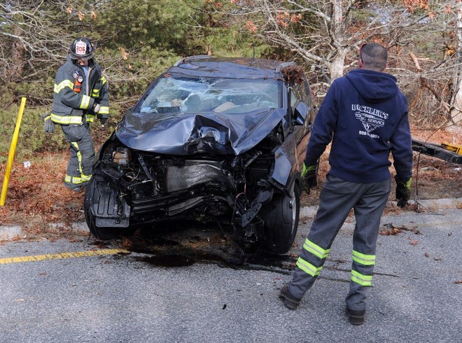 West Barnstable 01/01/16 Rollover accident in West Barnstable on the east bound exit six off ramp. Ron Schloerb/Cape Cod Times