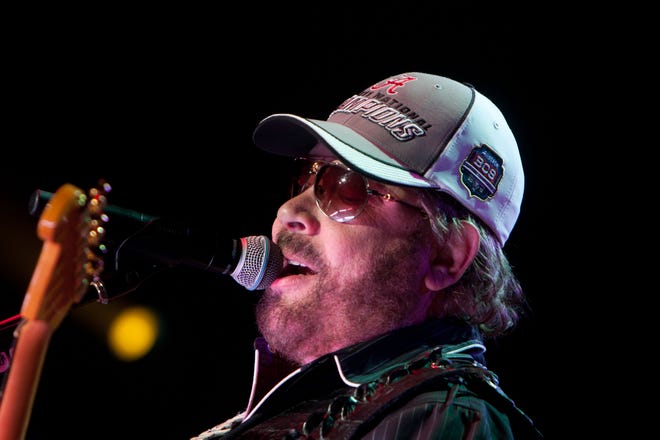 Hank Williams Jr. performs April 7, 2012, at the Tuscaloosa Amphitheater. Williams is one of the headliners for this year's Dega Jam to be held at Talladega Superspeedway in July. Photo by Stewart Gwin