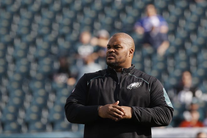 Eagles running backs coach Duce Staley interviewed for the team's head coaching position on Friday.