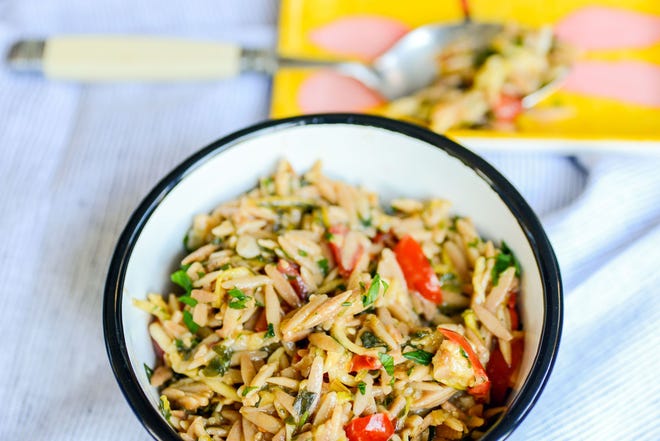 Orzo garden pilaf with lemon and herbs