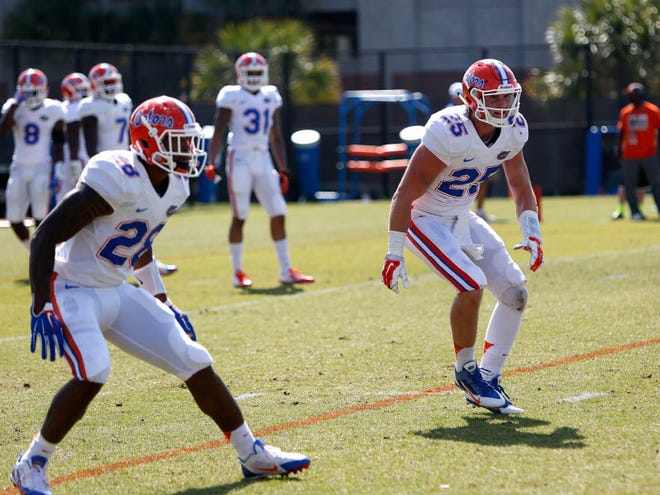 Florida linebacker Jeremi Powell (28) has decided to leave the team.