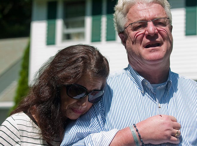 In this file photo from August, 2014, John and Diane Foley speak outside their Rochester home about the courage and dedication to journalism of their slain son James Foley. John Huff file photo/Fosters.com