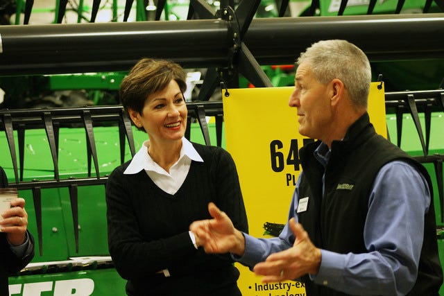 Lt. Gov. Kim Reynolds speaks with Van Wall owner Don Van Houweling at Friday's Van Wall Expo at the Hansen Agriculture Student Learning Center. Photo by Sarina Rhinehart/Ames Tribune
 
 Marshall Ruble, manager of the Hansen Agriculture Student Learning Center, shows Lt. Gov. Kim Reynolds around the facility during Friday's Van Wall Expo. Photo by Sarina Rhinehart/Ames Tribune 
 Lt. Gov. Kim Reynolds spoke at Friday's Van Wall Expo about her experiences growing up on a farm and the importance of agriculture in Iowa. Photo by Sarina Rhinehart/Ames Tribune 
 Lt. Gov. Kim Reynolds speaks with Carl Drost of Oskaloosa during Friday's Van Wall Expo at the Hansen Agriculture Student Learning Center. Photo by Sarina Rhinehart/Ames Tribune 
 Lt. Gov. Kim Reynolds spoke at Friday's Van Wall Expo about her experiences growing up on a farm and the importance of agriculture in Iowa. Photo by Sarina Rhinehart/Ames Tribune 
 Farmers from across the state participated in Friday's Van Wall Expo in Ames. Photo by Sarina Rhinehart/Ames Tribune 
 The Van Wall Expo was hosted on Friday at the Hansen Agriculture Student Learning Center in Ames to show customers new John Deere equipment. Photo by Sarina Rhinehart/Ames Tribune 
 Andy Hansen, manager of John Deere in Des Moines, shared with farmers his experiences working for the company for the past 40 years. Photo by Sarina Rhinehart/Ames Tribune