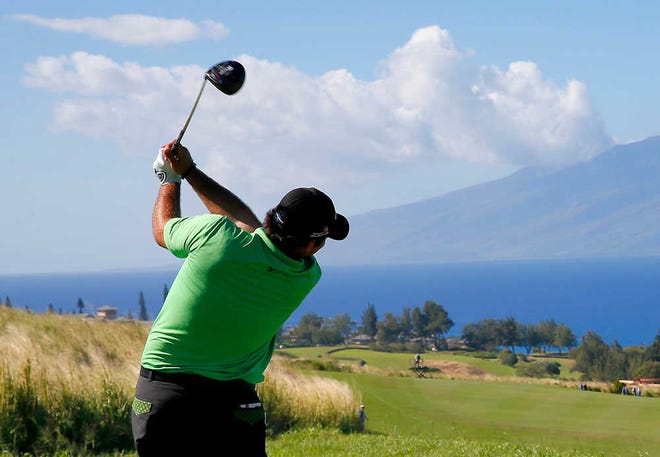 Patrick Reed hits from the seventh tee during the first round of the Tournament of Champions golf tournament Thursday, Jan. 7, 2016, at Kapalua Plantation Course on Kapalua, Hawaii. (AP Photo/Matt York)