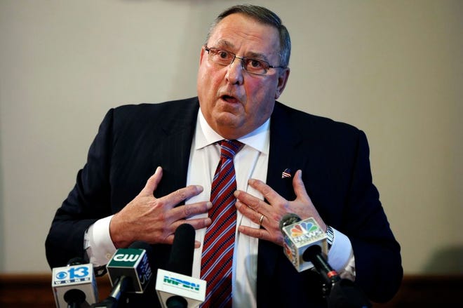 Gov. Paul LePage speaks at a news conference at the State House, Friday, Jan. 8, 2016, in Augusta, Maine. LePage apologized for his remark about out-of-state drug dealers impregnating "young white" girls, saying it was a slip of the tongue.