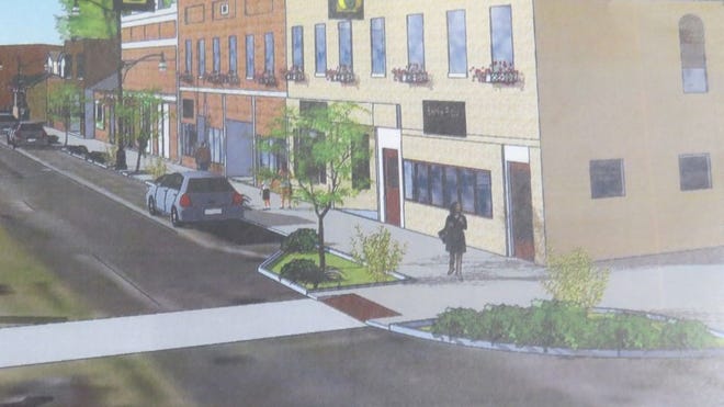 One of Missman Inc.'s concept drawings of how a downtown will look after a Downtown Streetscape Enhancement Program is completed.