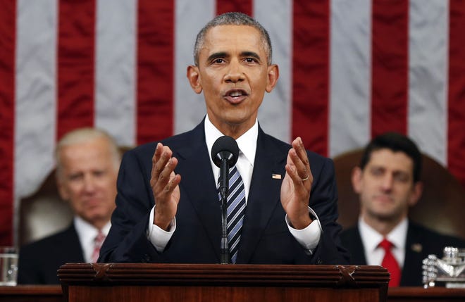 President Barack Obama delivers his State of the Union address before a joint session of Congress on Capitol Hill in Washington on Tuesday.