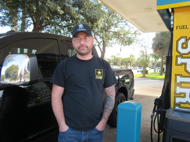 George Reynolds, a Port Orange resident and disabled military veteran, said, "When I first got this (truck in October), it cost about $60 to fill up. Now it's closer to 35 to 40 bucks." NEWS-JOURNAL/CLAYTON PARK