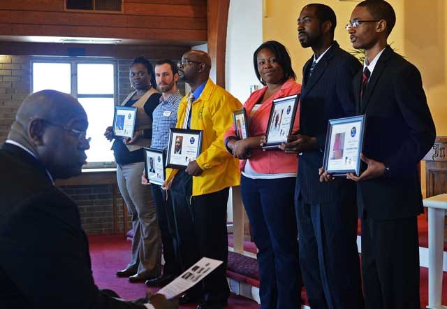 Young Women of Promise, Inc. One to Watch in 2015 winners accept their plaques at the Martin Luther King, Jr. Day program at St. Augustus AME Zion Church last year.
