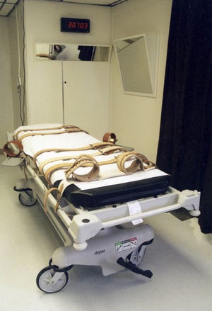 The gurney used to execute death row inmates with a lethal injection is shown in Starke.