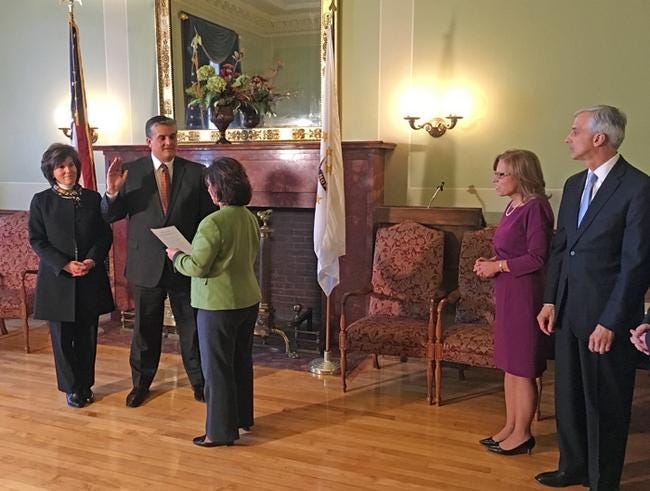 John Pagliarini Jr. is sworn in Wednesday afternoon.