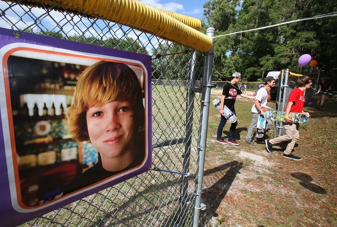 Skateboarders are shown during one of Colin Anderson's birthday celebrations in Orange City. Colin was killed when he was hit by a car on his skateboard sparking an effort led by his mother to build a skate park in the city. News-Journal/NIGEL COOK
