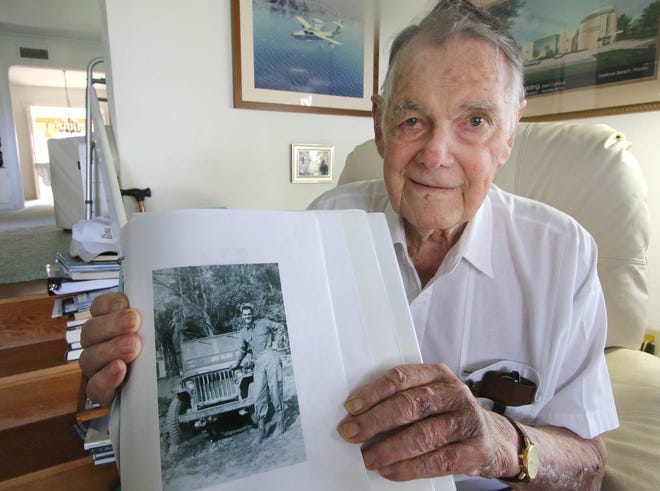 Dr. William Schildecker recalls his part in WWII from his home in Daytona Beach Thursday, August 6, 2015. News-Journal/JIM TILLER