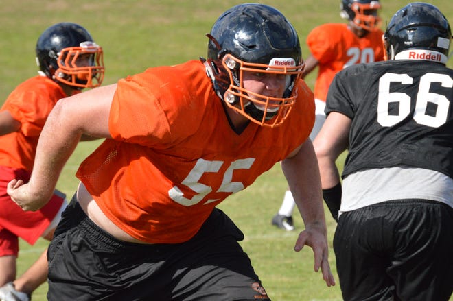 Spruce Creek's Bradley Osborne committed to Navy on Wednesday. Osborne spent much of the season on the Hawks offensive line, but he said Navy wants him to come in as a defensive lineman. NEWS-JOURNAL/BRIAN LINDER