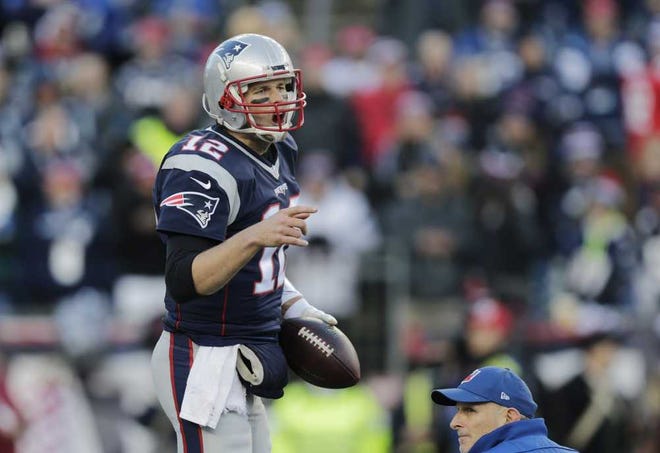 New England Patriots quarterback Tom Brady (12) warms up before an NFL divisional playoff football game against the Kansas City Chiefs, Saturday, Jan. 16, 2016, in Foxborough, Mass. (AP Photo/Charles Krupa)