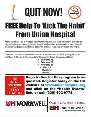 Flier for smoking cessation classes at Union Hospital.