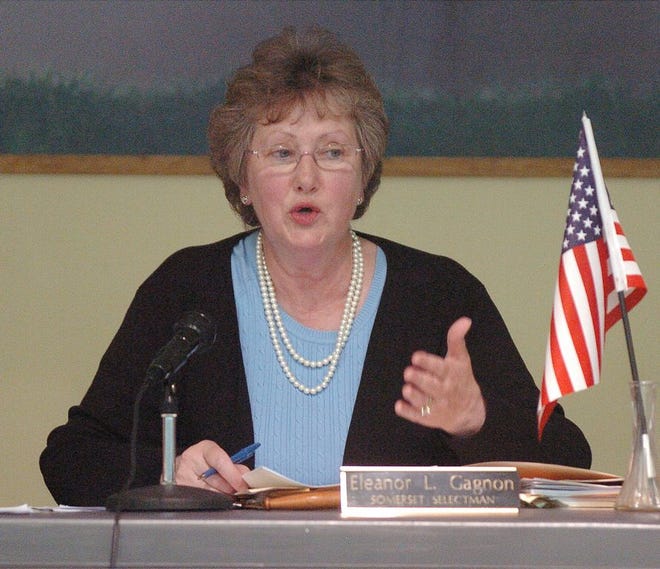 Eleanor L. Gagnon talks to a full house at the Somerset selectmen's meeting on July 25, 2007. She was voted out of the chairman's position during this meeting.