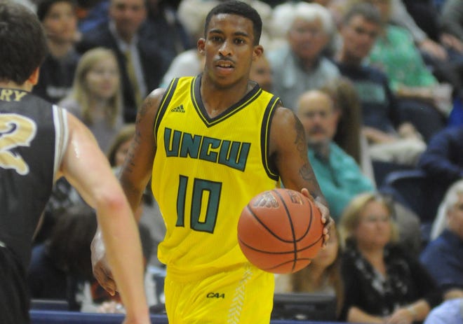 UNCW guard Denzel Ingram had four more 3-pointers and 21 points on Sunday at Drexel.  Matt Born/StarNews