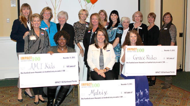 The three winners with the IMPACT 100 board members.