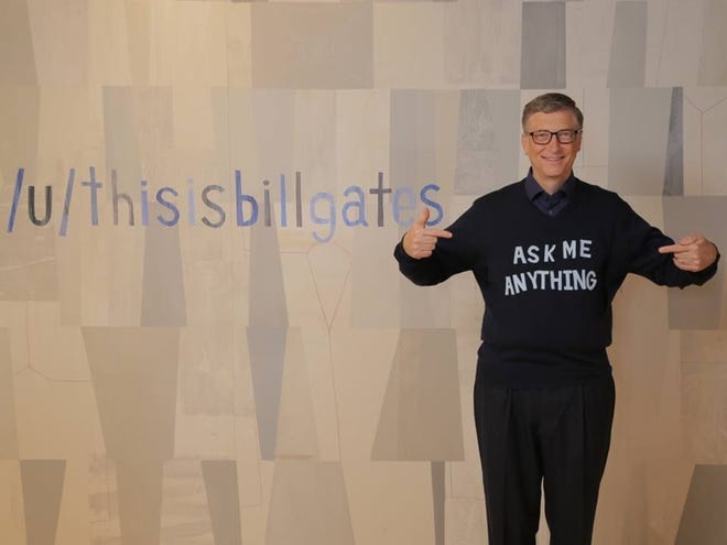 Picture from former Microsoft founder Bill Gates, who portrays himself on his Facebook page as a "global citizen" with many interests, from eradicating polio to playing ping pong with fellow billionaire Warren Buffet.