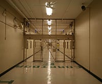 A corridor at Florida State Prison, where death row inmates are moved prior to execution and executions take place.