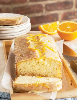Orange-Ginger Pound Cake is made with yogurt and mild olive oil instead of butter. RELISH MAGAZINE