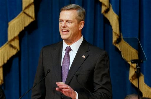 Massachusetts Gov. Charlie Baker delivers his State of the State address at the Statehouse in Boston, Thursday, Jan. 21, 2016.
