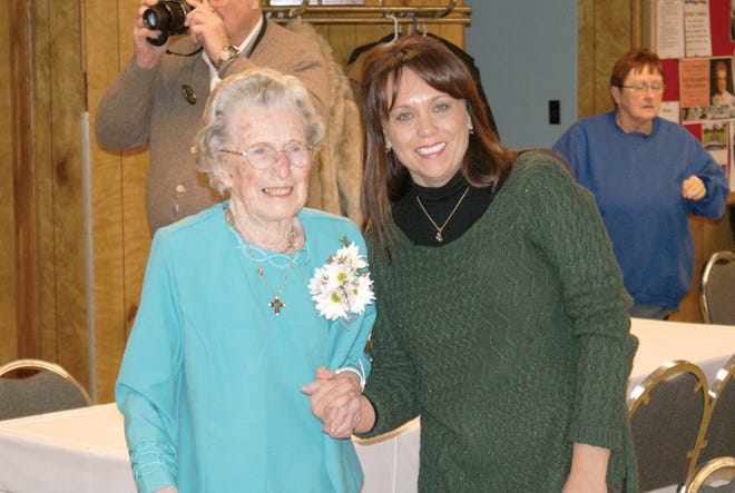 Ruth McLaughlin and Margaret Hurd pose for a picture. Hurd helped organize the birthday celebration.
