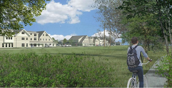 Rendering of the proposed affordable housing project proposed for the former T-Time property in Eastham. Stratford Capital Group