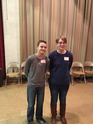 Dover City Spelling Bee champion Mason Stoldt and runner-up Hannah Wells.