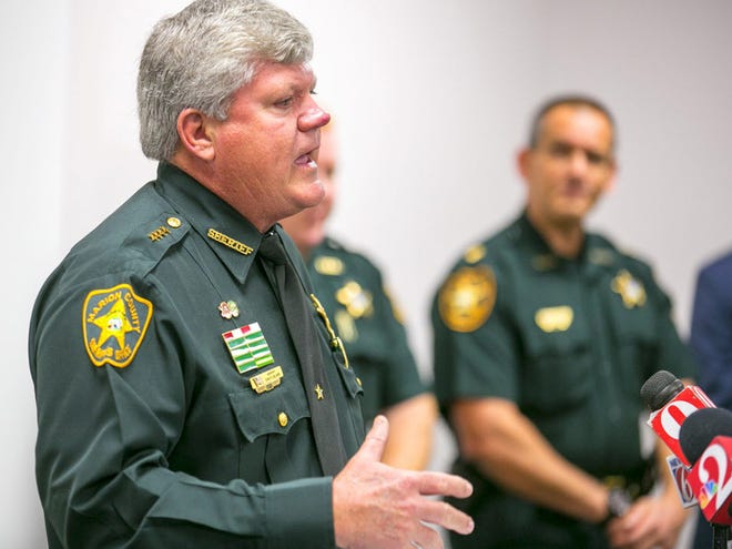Marion County Sherriff Chris Blair addresses the 2014 incident where 5 deputies beat a drug suspect during a press conference at the Marion County Sheriff's office in Ocala, Florida Thursday January 28, 2016.