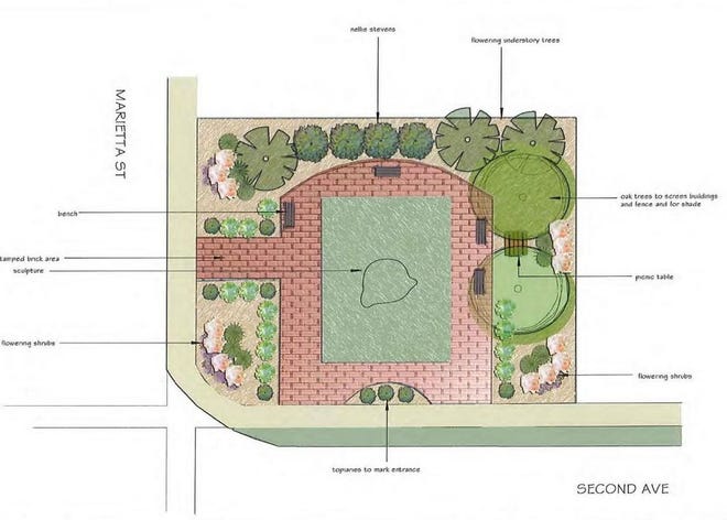 Artist rendering of a pocket park planned for downtown.