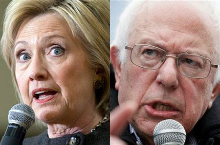 Democratic presidential candidates Hillary Clinton and Bernie Sanders