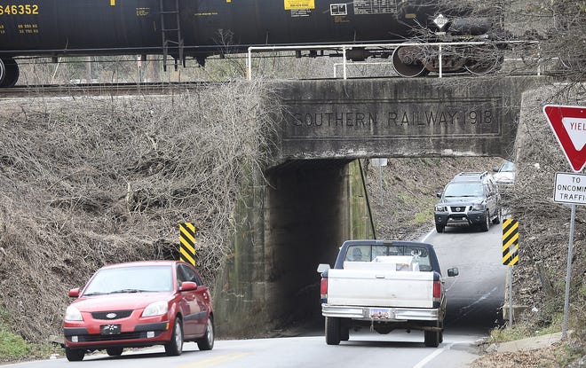 An underpass on New Cut Road near Howard Street has been the site of several incidents involving stuck tractor-trailers. It's also where a woman died last October after driving into floodwaters that had pooled underneath.