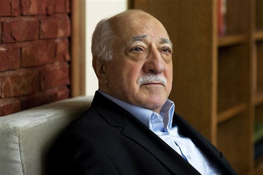 In this March 15, 2014, file photo, Turkish Islamic preacher Fethullah Gulen is pictured at his residence in Saylorsburg. Gulen is charged in Turkey with plotting to overthrow the government in a case his supporters call politically motivated. (AP Photo/Selahattin Sevi, File)